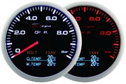 Přídavný budík Depo Racing WA 4in1 - tlak oleje, voltmetr, teplota oleje, teplota vody