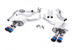 Catback výfuk Milltek Audi S4 B9 3.0 TFSI V6 Sedan/Avant bez sport. difer. (16-) - verze bez rezonátoru - koncovky titanové modré GT90