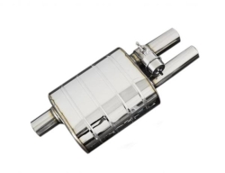 Koncový tlumič výfuku s výfukovou klapkou ProRacing - nerez - 63,5mm - duální levý - bez jednotky