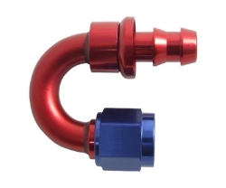 Fitinka koleno 180° D-04 (AN4) 7/16"x20-UNF - Push-On system - výstup na hadici